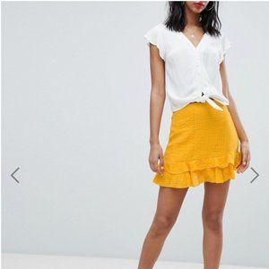 Missguided Frill Yellow Mini Skirt